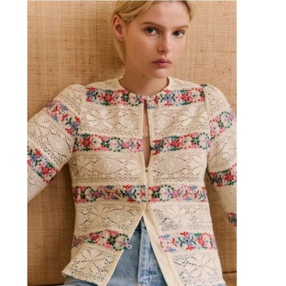 Sezane Tops - Sezane Floral Embroidered Lace Matika Blouse